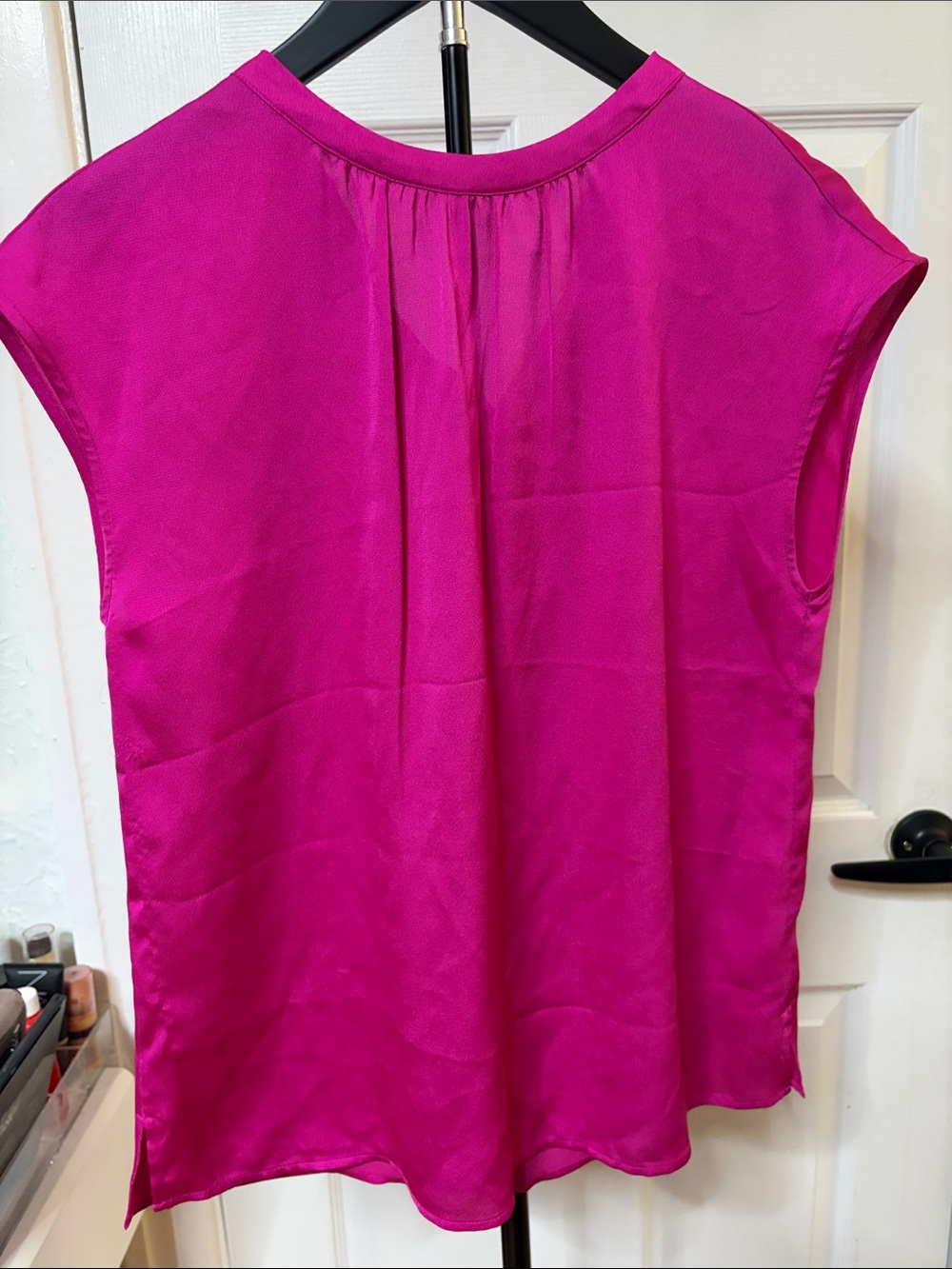 Vince Camuto Fuchsia Cap-Sleeve Silk Blouse